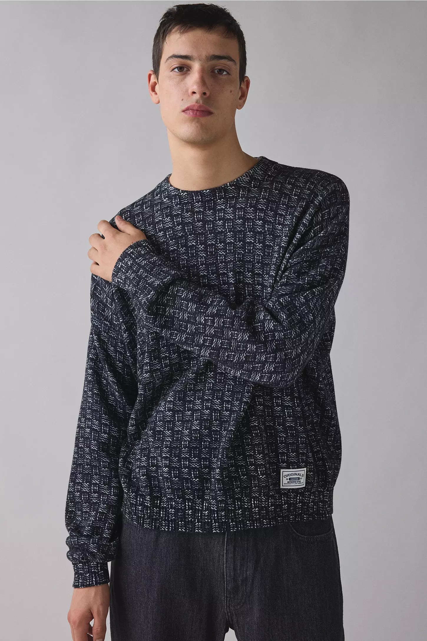 Men’s Textured Pattern Crew Neck Sweater