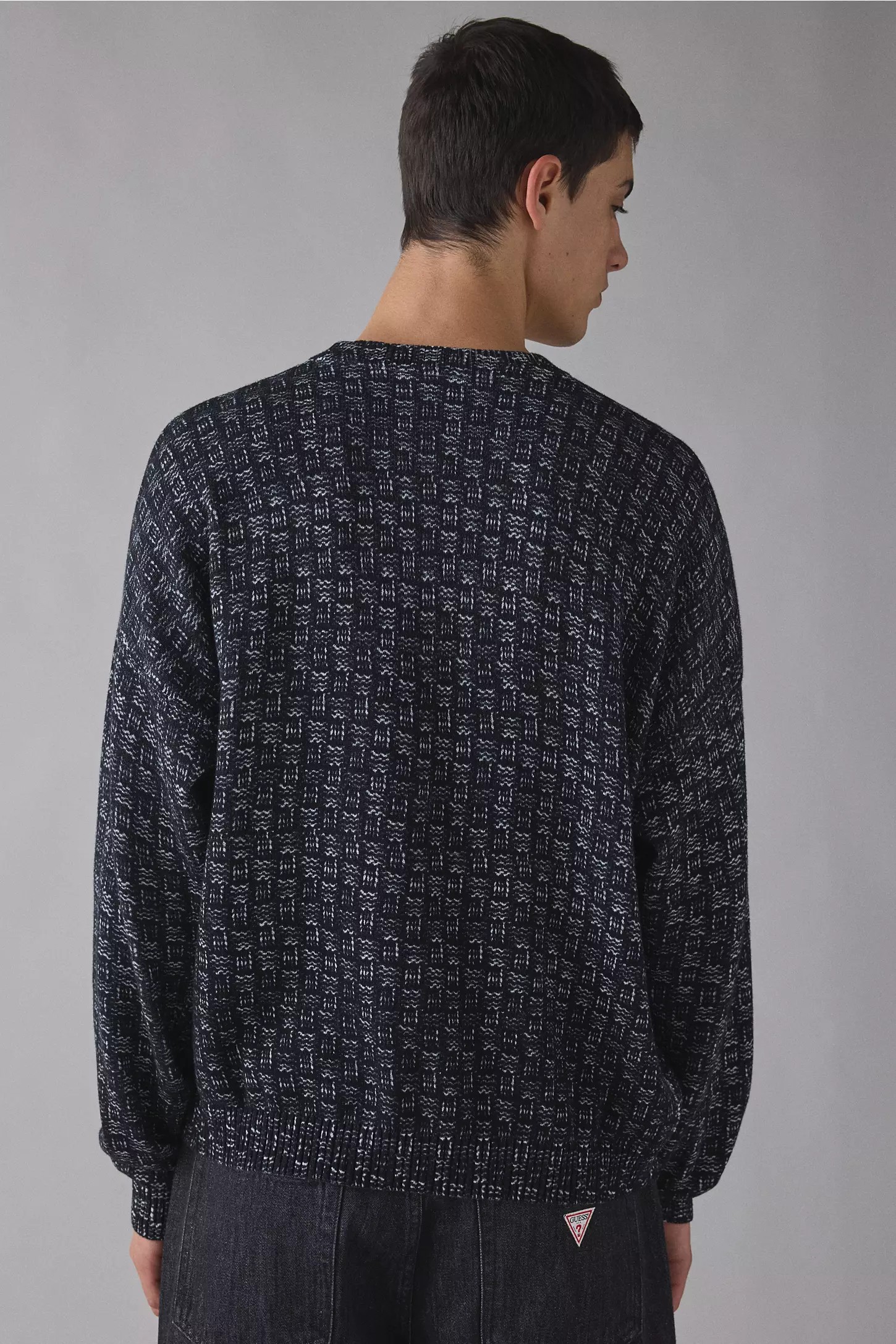 Men’s Textured Pattern Crew Neck Sweater