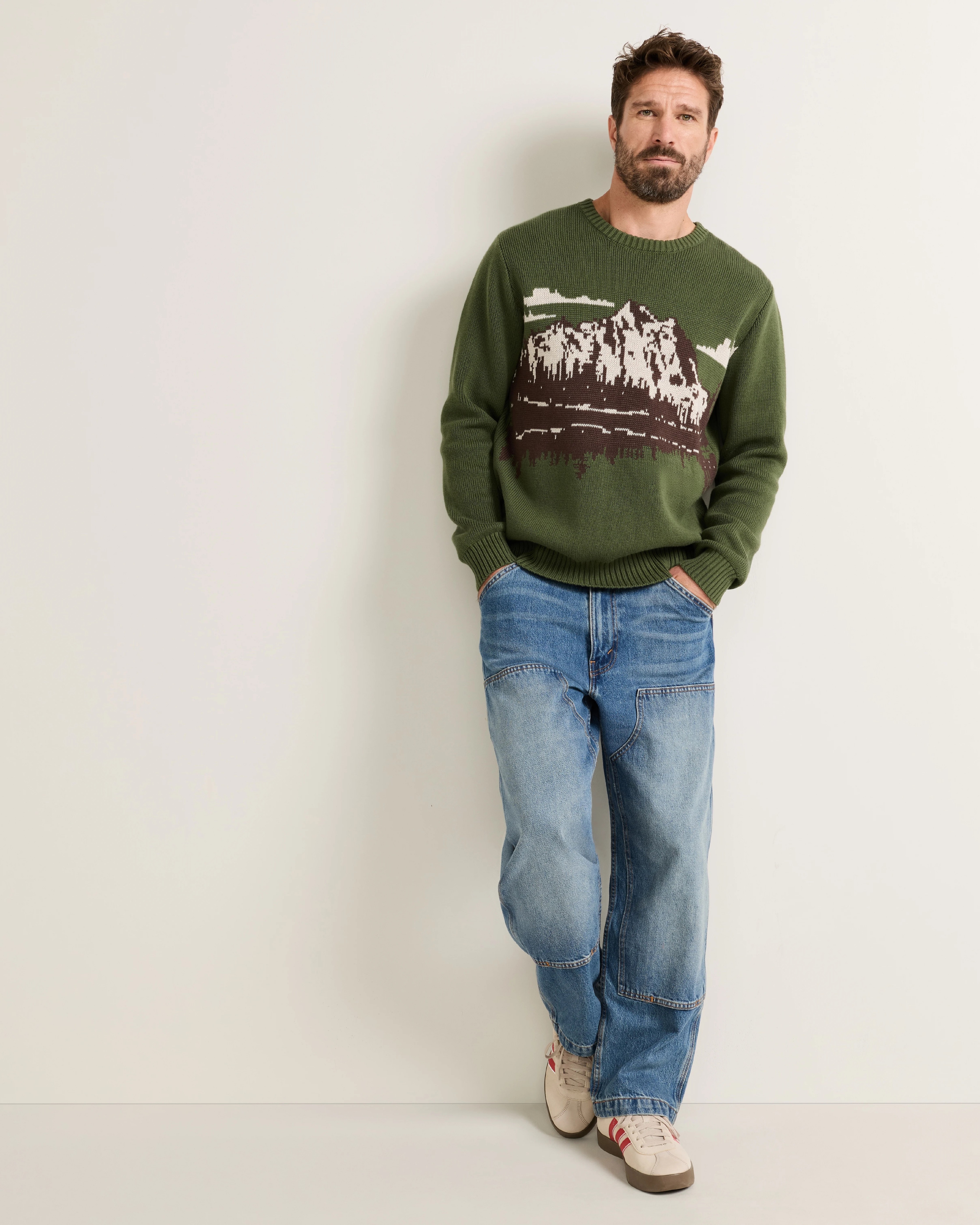 Men’s Western Lake Scene Cotton Sweater