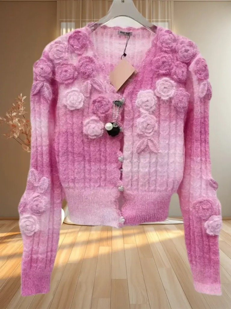 Pink Floral Cardigan Swatch