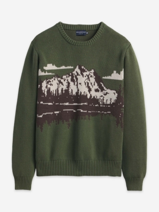Men’s Western Lake Scene Cotton Sweater