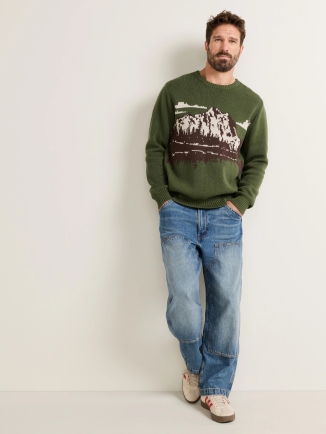 Men’s Western Lake Scene Cotton Sweater