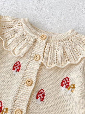 Cream Organic Cotton Mushroom Embroidery Baby Set