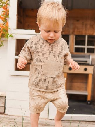 Sand Organic Cotton Jacquard Sun Tee