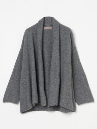 Medium Gray Wool-Blend Short Gown Cardigan