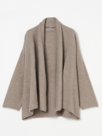 Medium Gray Wool-Blend Short Gown Cardigan
