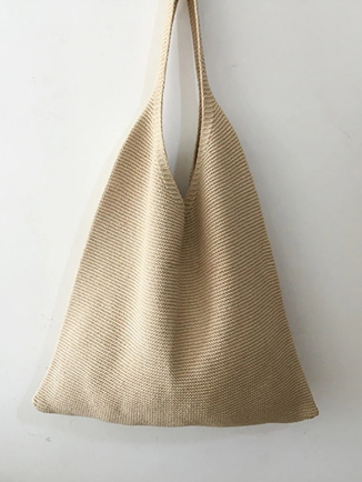 BEIGE - Cotton Knitted Shoulder Bag