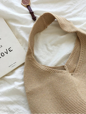 BEIGE - Cotton Knitted Shoulder Bag