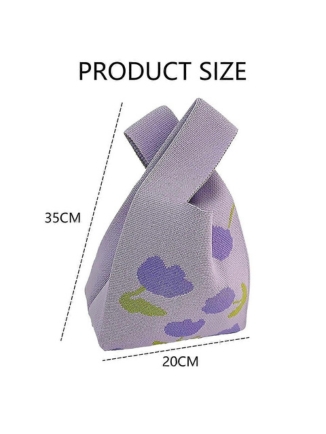Women's Tote Bag Retro Cute Small Knitted Vest Bag Portable Bento Bag