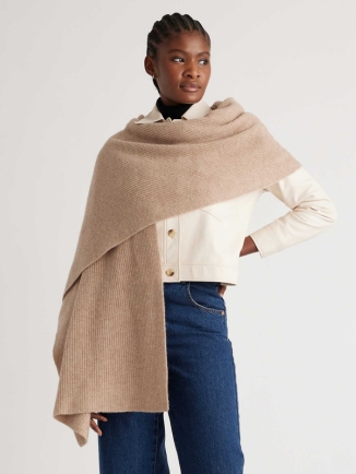 Mongolian Cashmere Ribbed Wrap