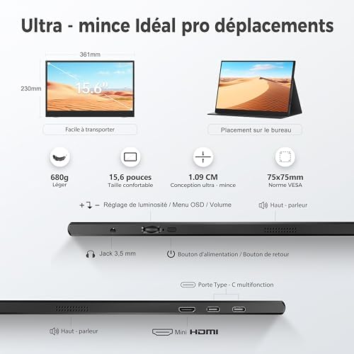 Vue 5 de Ecran Portable Full Hd