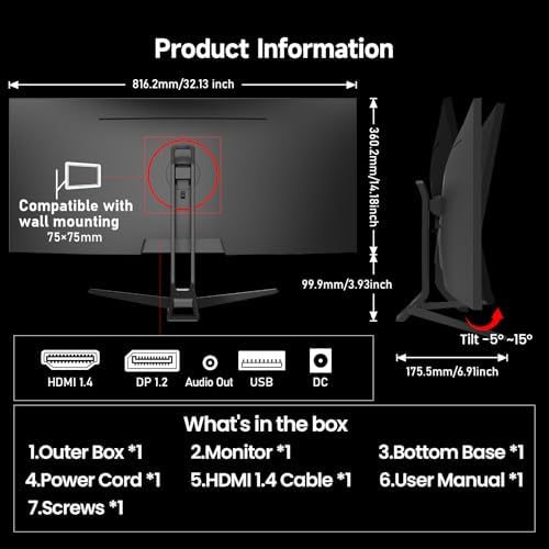 Vue 6 de Gawfolk Moniteur Ultrawide Pouces