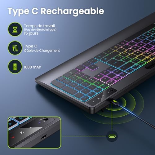 Vue 6 de Tecurs Clavier Sans Fil
