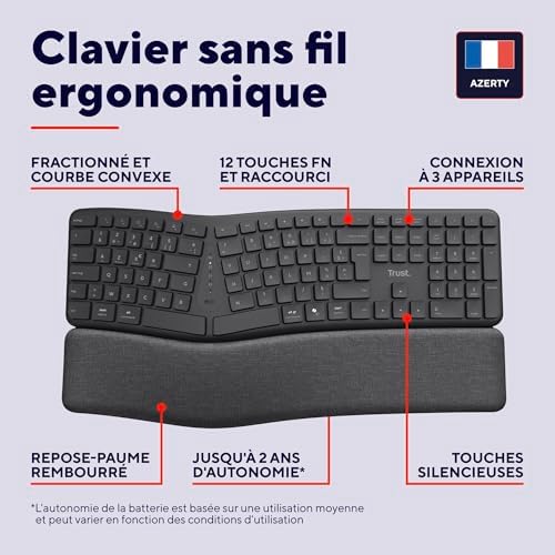 Vue 2 de Trust Arvia Clavier Ergonomique