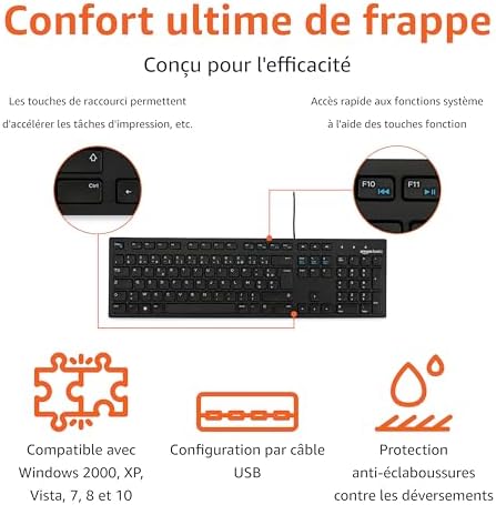 Vue 2 de Amazon Basics Clavier Usb