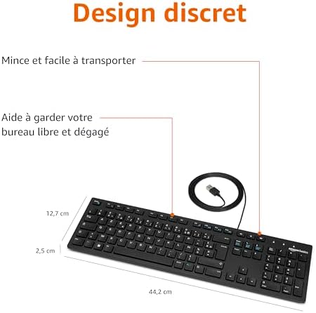 Vue 3 de Amazon Basics Clavier Usb