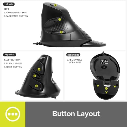 Vue 6 de Delux Souris Ergonomique Filaire