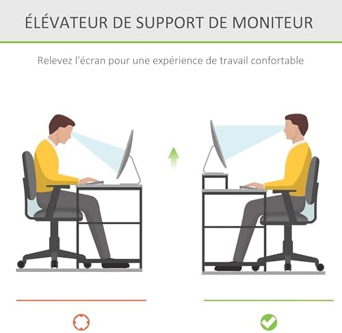 Vue 3 de Homcom Rehausseur Ecran Pc