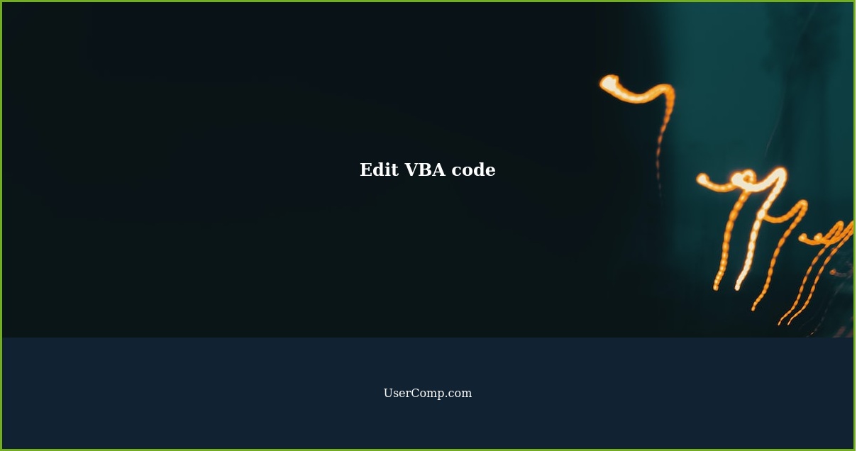 Edit VBA code