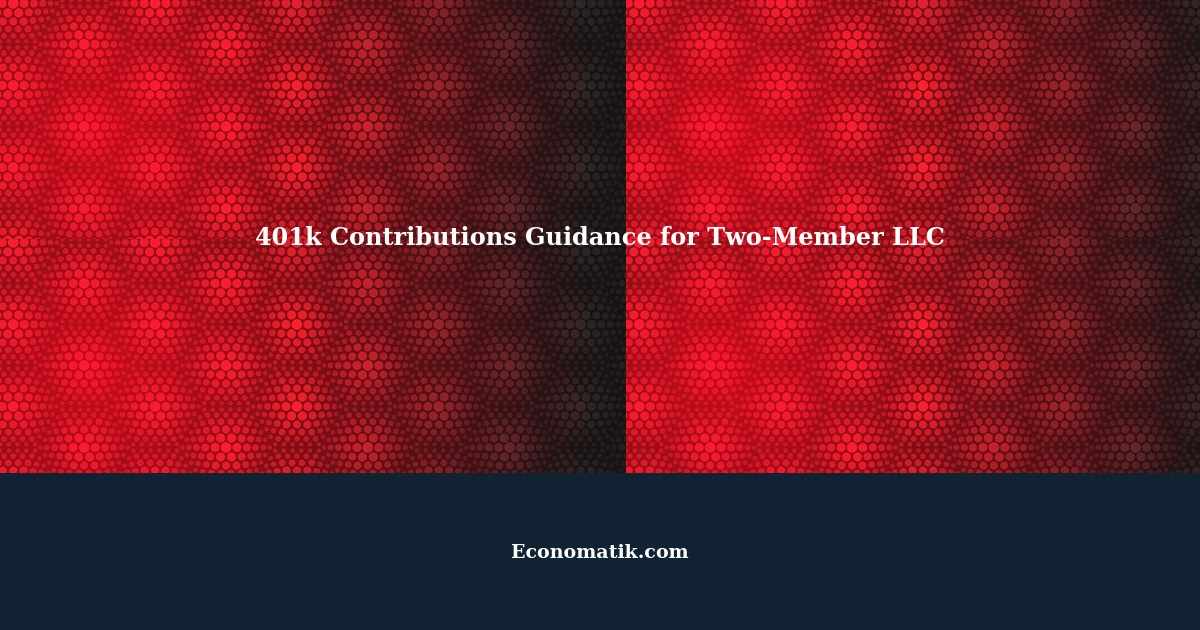 401k Contributions Guidance for TwoMember LLC in a Community Property