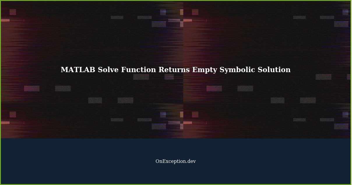 MATLAB Solve Function Returns Empty Symbolic Solution