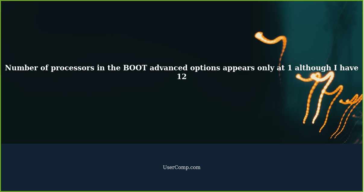 Number of processors in the BOOT advanced options appears only at 1 although I have 12