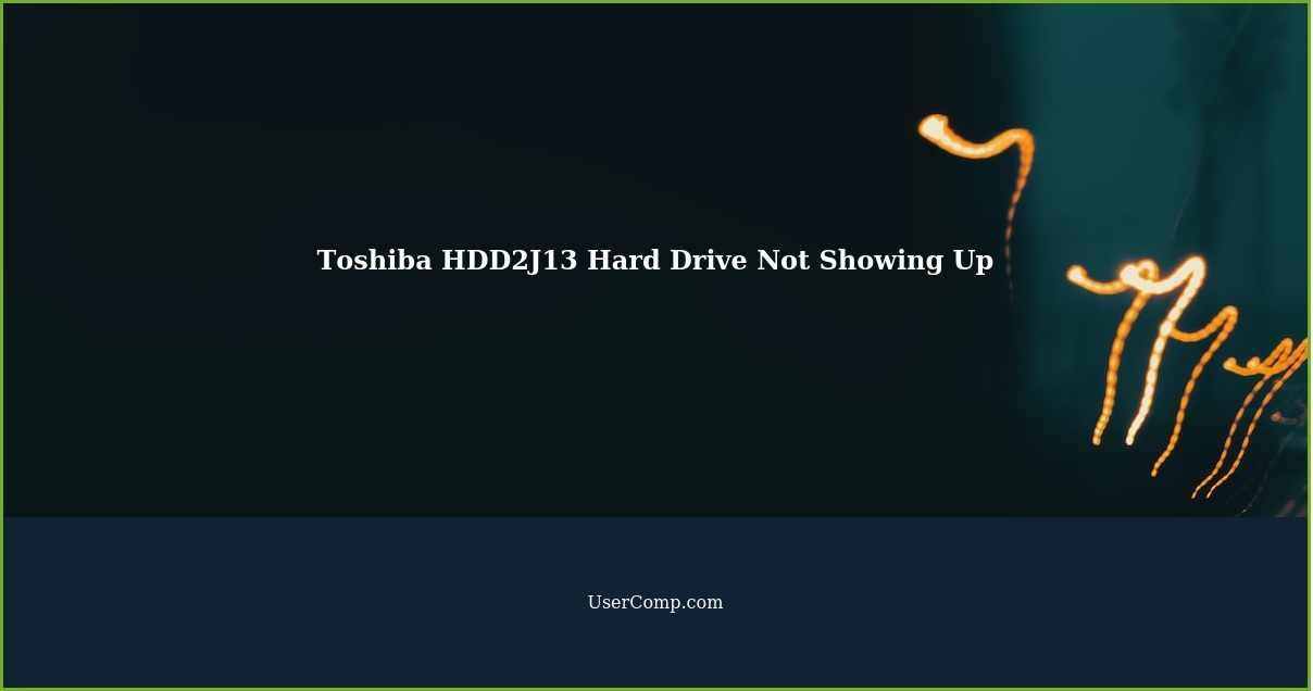 Toshiba HDD2J13 Hard Drive Not Showing Up