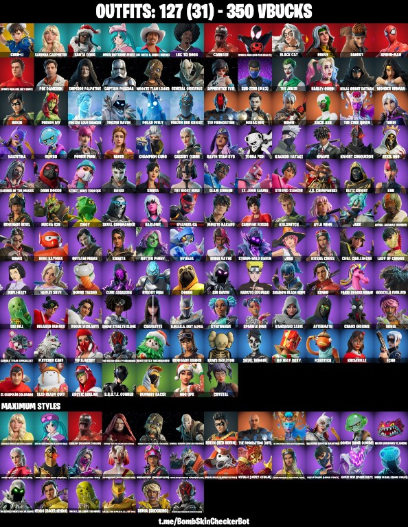 Fortnite Account ( PLAYSTATION / XBOX / PC / MOBILE / NINTENDO ) (Chun Li, Candy Axe, Reaper Axe, Harley Hitter, Backlash, Naruto Uzumaki) (127 Skins)