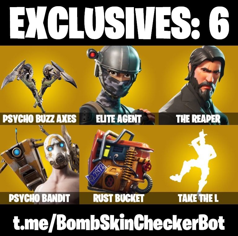 Fortnite Account ( PLAYSTATION / XBOX / PC / MOBILE / NINTENDO ) (Psycho Bandit, Elite Agent, Take The L, Rogue Agent, IO Elite Spec, PSycho Buzz Axes) (49 Skins)