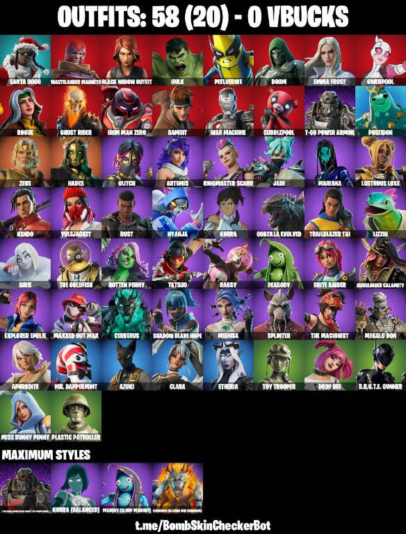 Fortnite Account ( PLAYSTATION / XBOX / PC / MOBILE / NINTENDO ) (Black Widow, Santa Dog) (58 Skins)