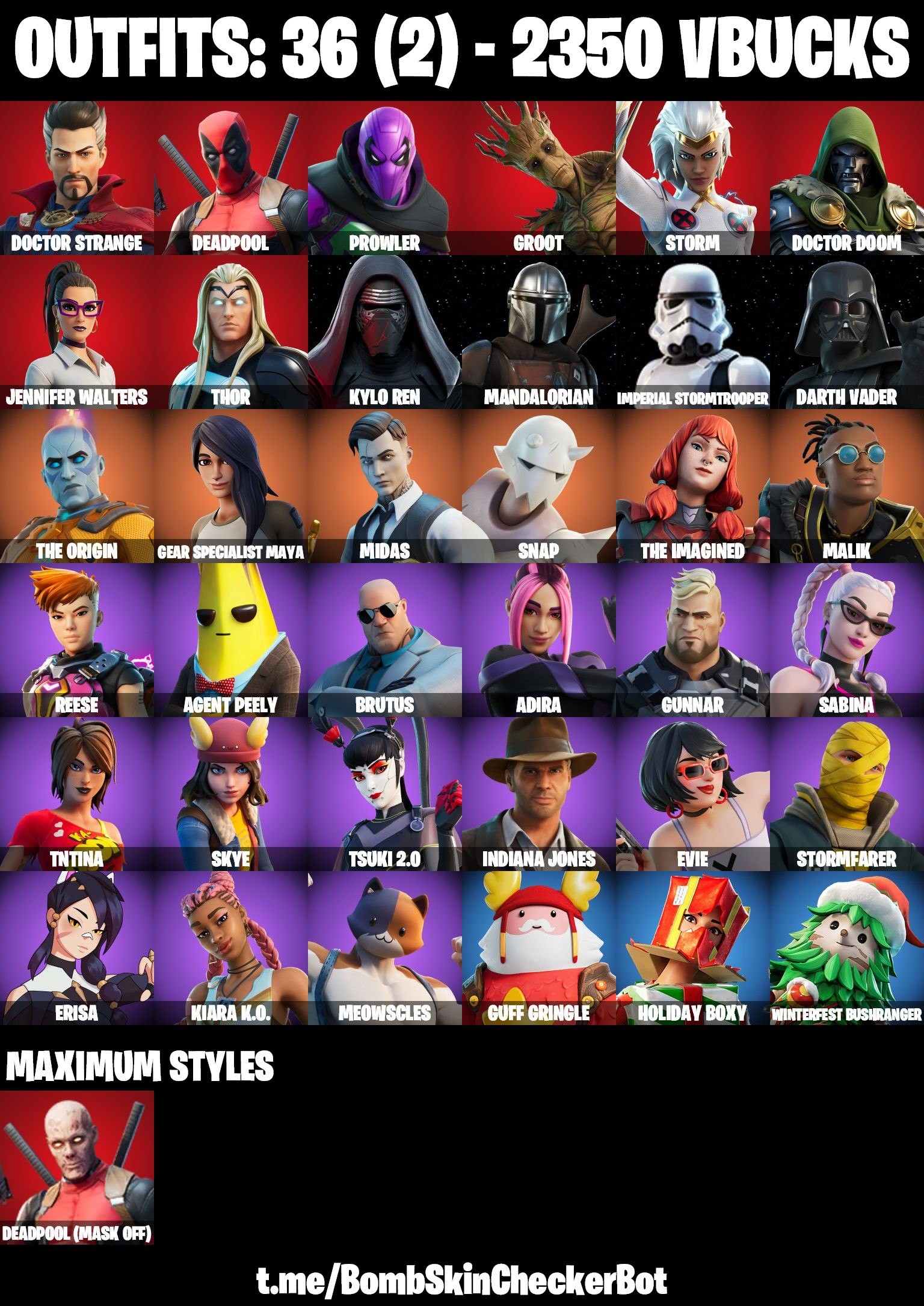 Fortnite Account ( PLAYSTATION / XBOX / PC / MOBILE / NINTENDO ) (Darth Vader, Erisa, Doctor Strange, Jennifer Walters, Mandalorian) (36 Skins)