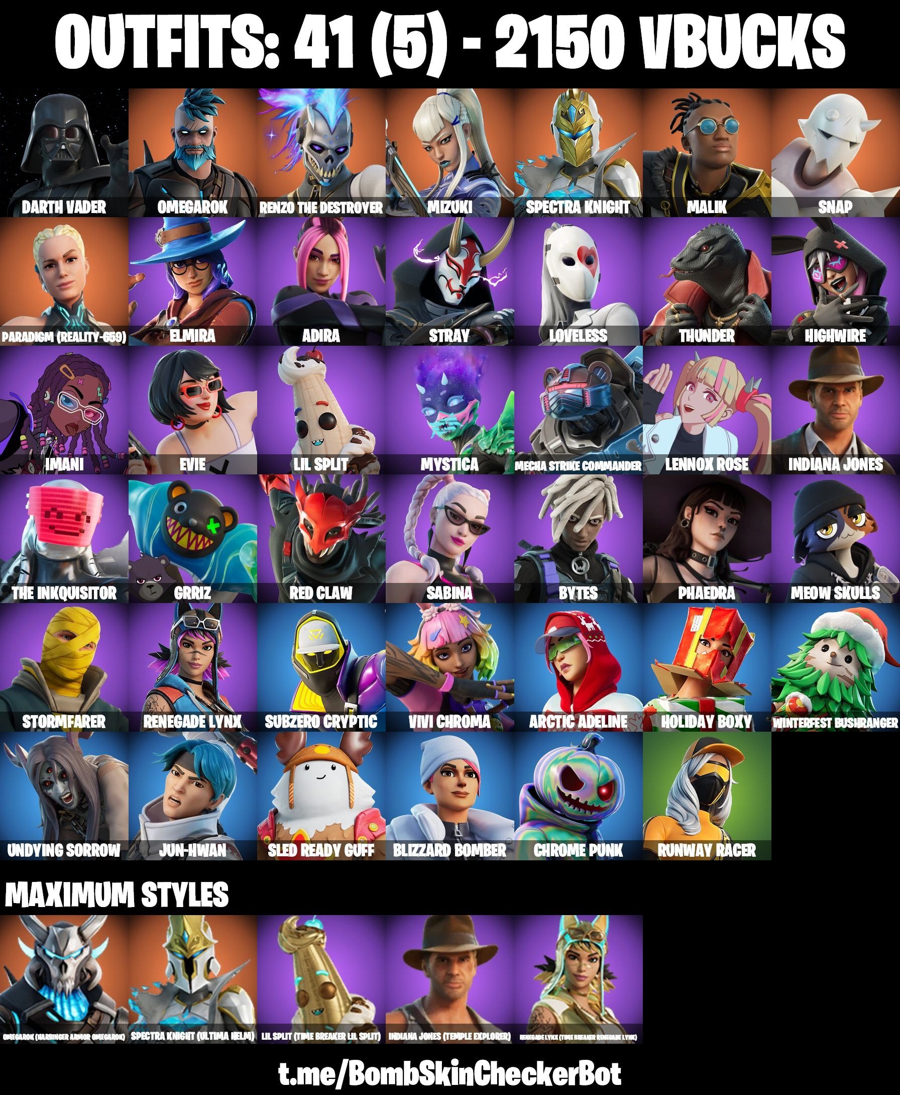 Fortnite Account ( PLAYSTATION / XBOX / PC / MOBILE / NINTENDO ) (Darth Vader, Blizzard Bomber, Meow Skulls, Loveless, Arctic Adeline) (41 Skins)