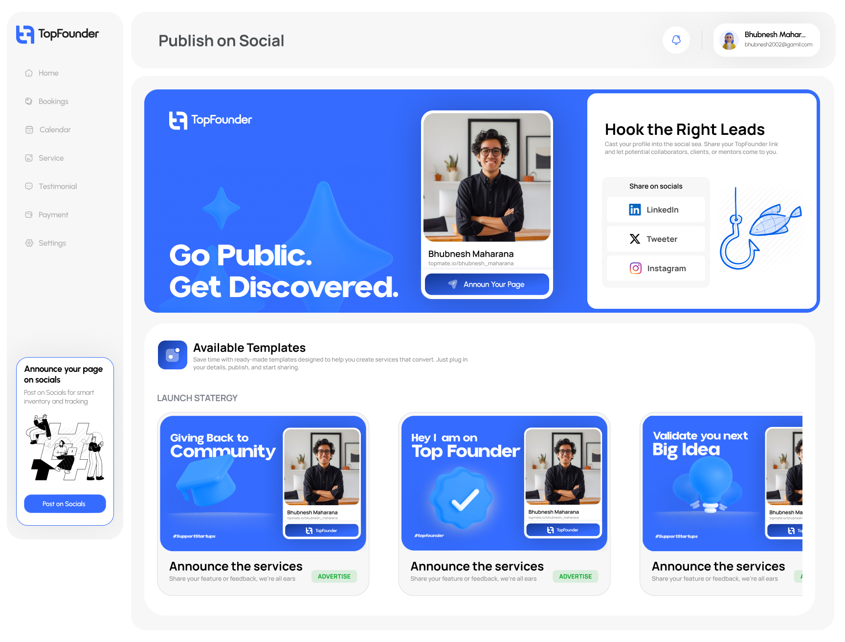 TopFounder: Bridging the gap between founders and their communities