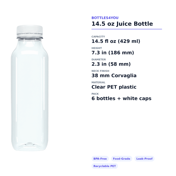 14.5oz Square Juice Bottle Spec card