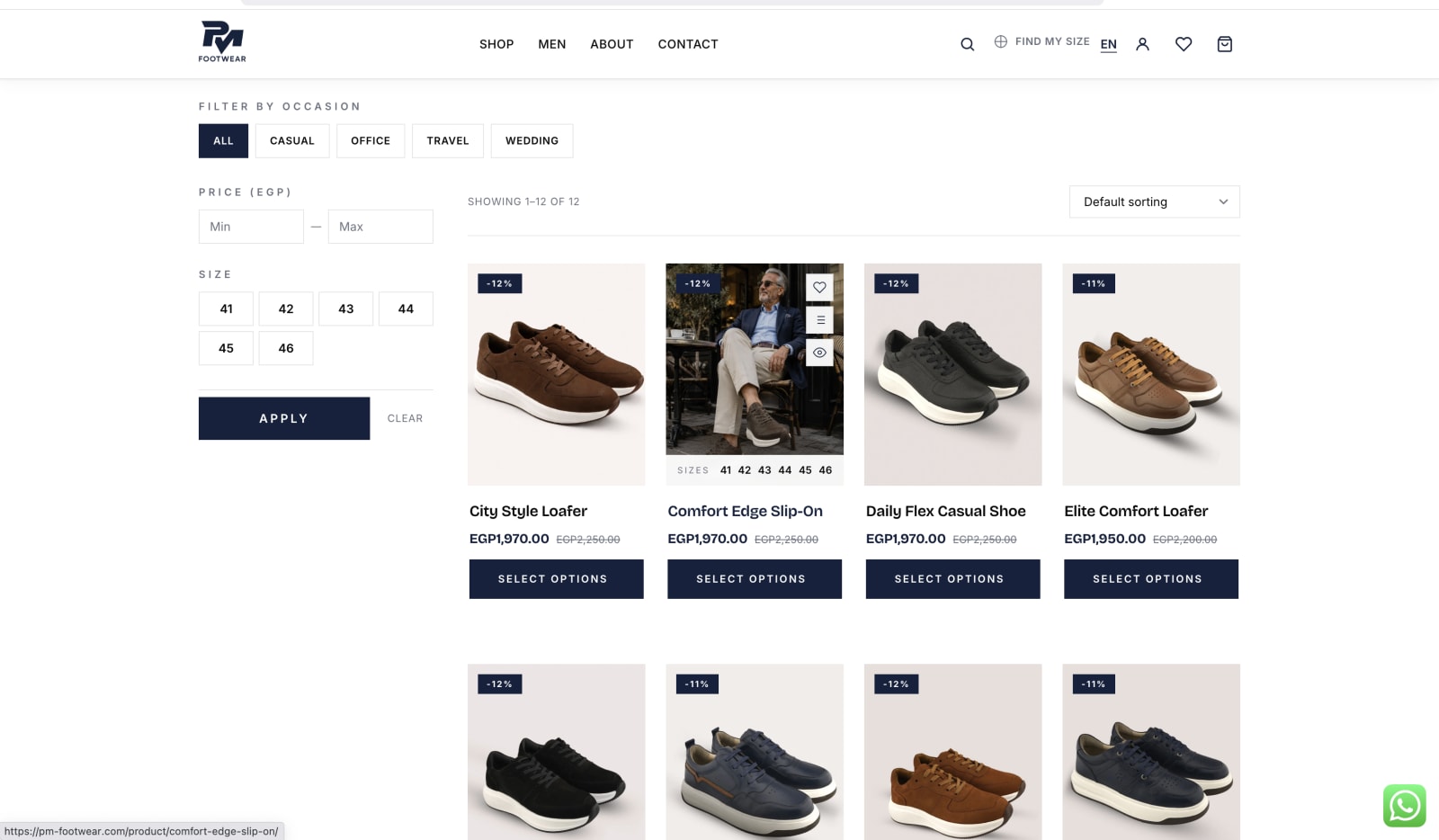 PM Footwear — E-commerce Website WordPress / WooCommerce — pm-footwear.com