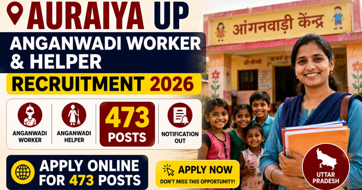 UP Auraiya Anganwadi Worker & Helper Recruitment 2026