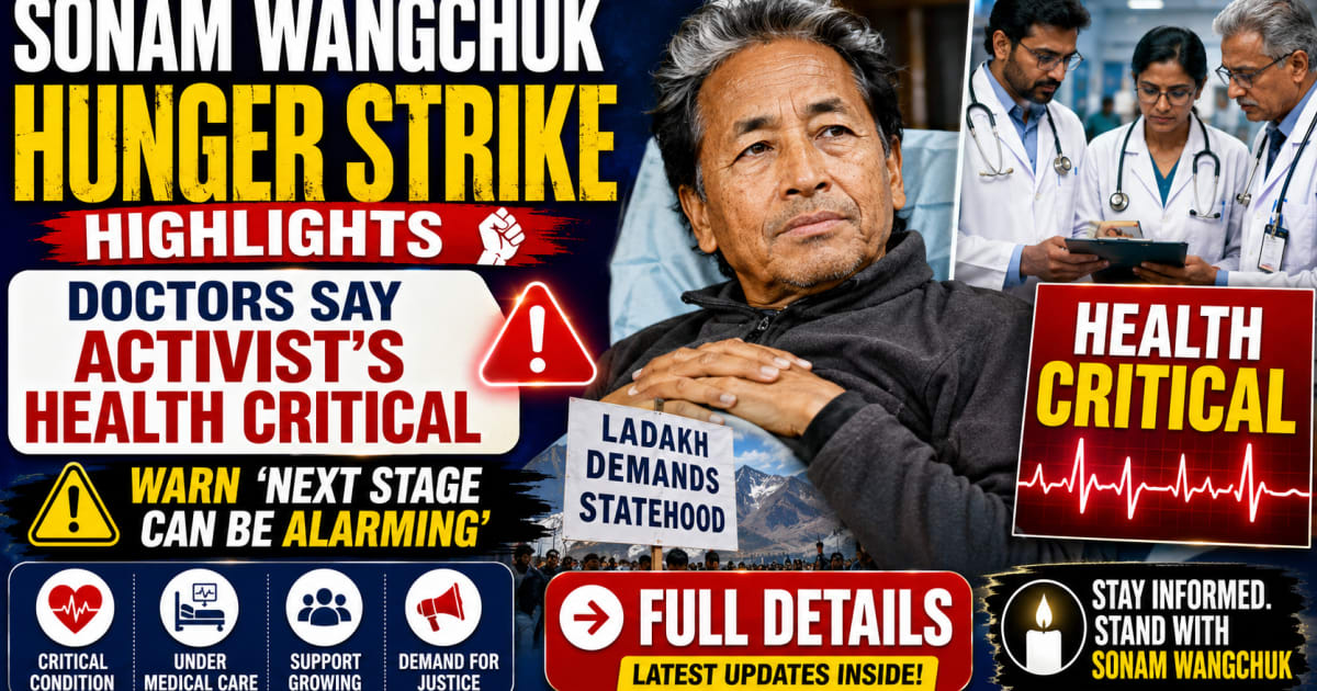 Sonam Wangchuk Hunger Strike: Doctors Warn Health Critical, Day 19 Protest 2026