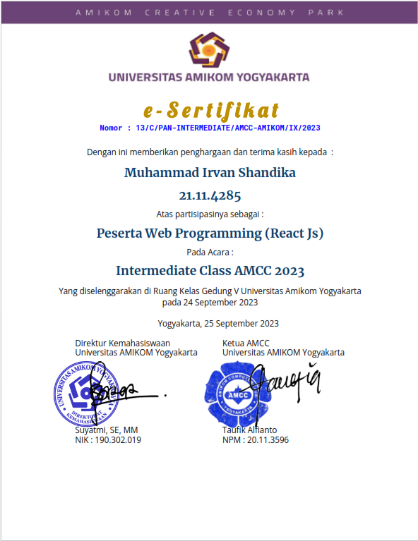 AMCC Frontend Developer Intermediate