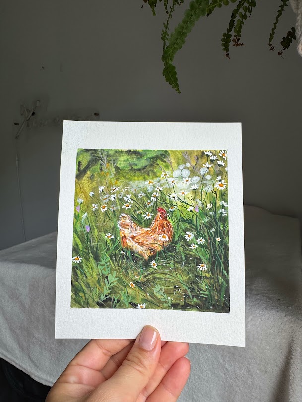 Hen - Countryside Collection Gouache Painting | Ximena Art Creations