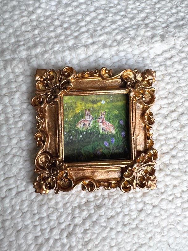 Pruning Frame Rabbit Rabbits - Vintage mini-frame | Ximena Art Creations