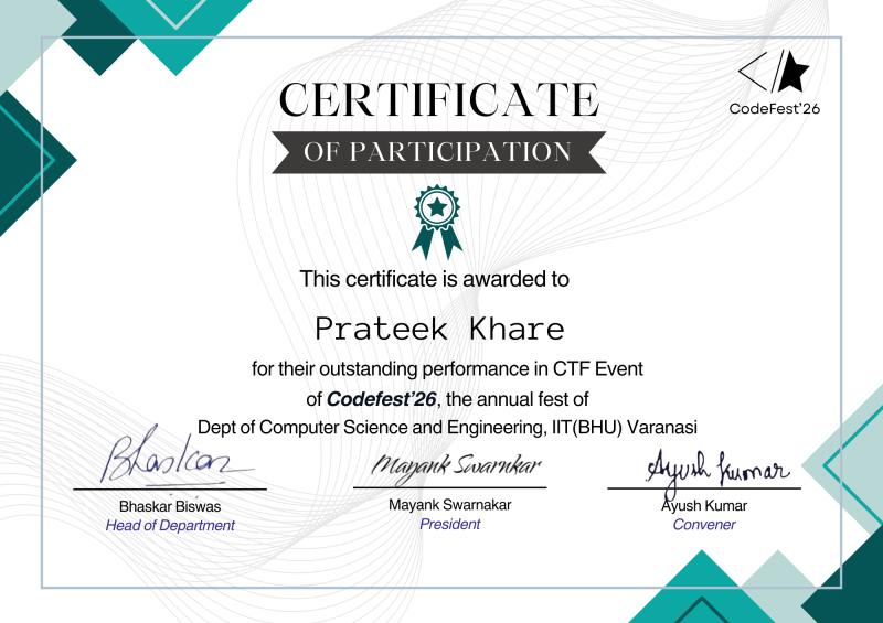Certificate of Participation - CodeFest'26