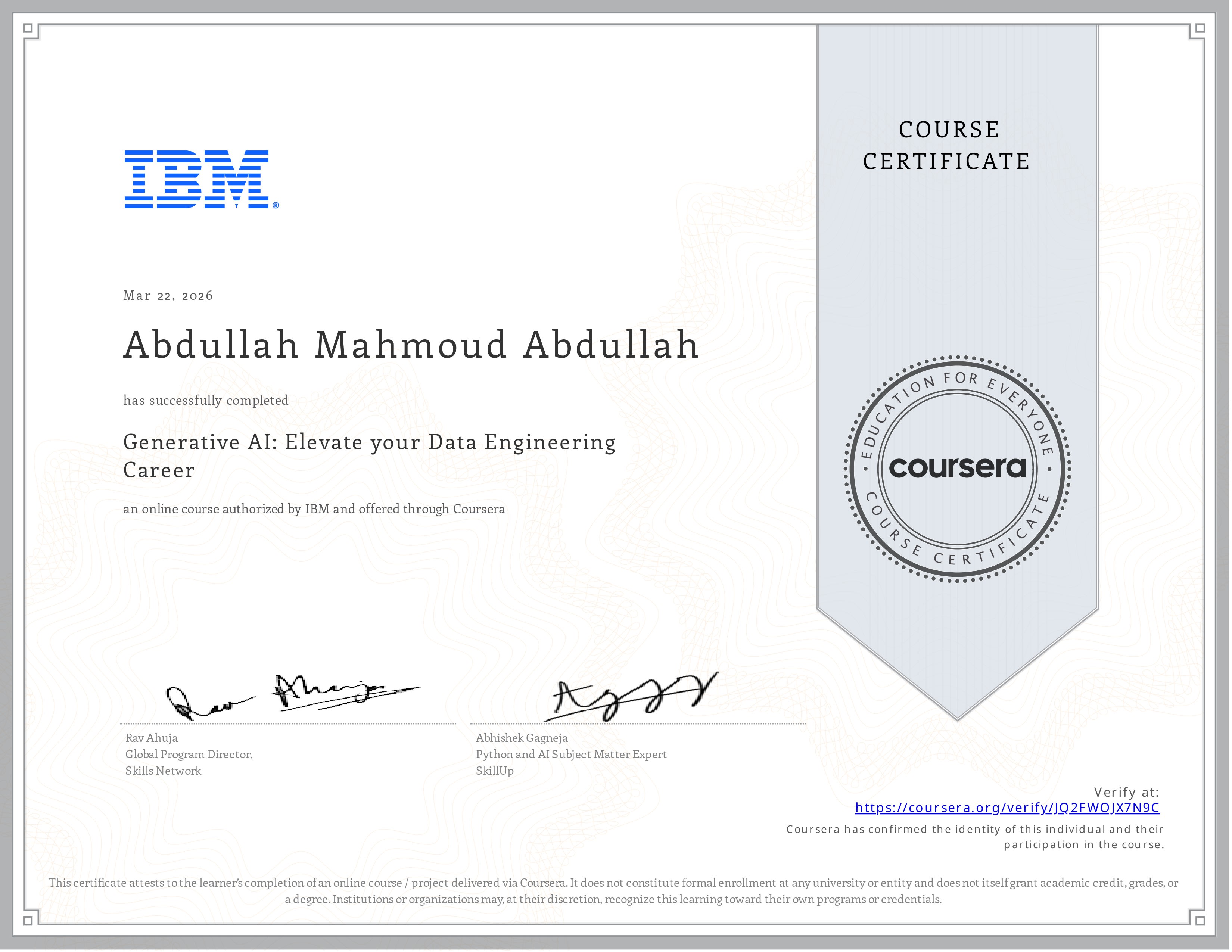Data Engineering Certificate