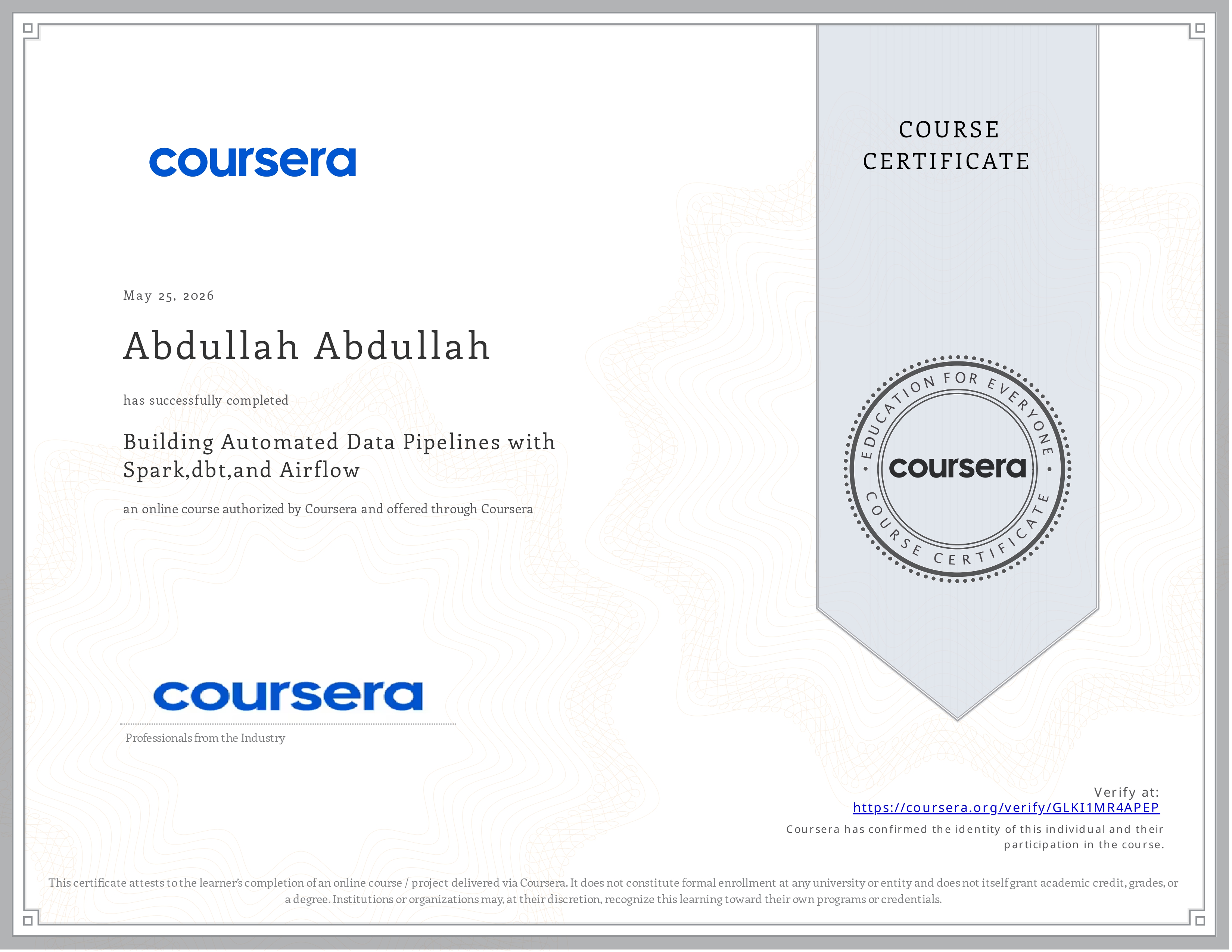 Data Engineering Certificate