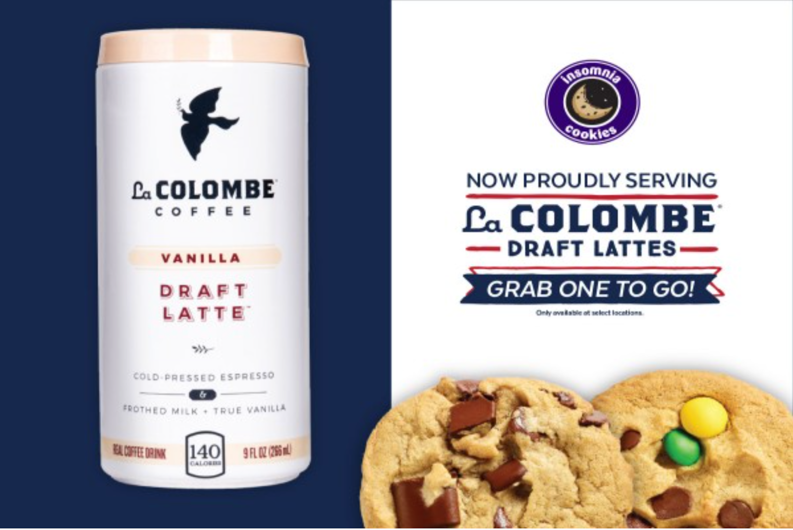 Insomnia Cookies partnered with Philadelphia-based coffee brand, La Colombe to sell their canned coffee at Philadelphia locations.