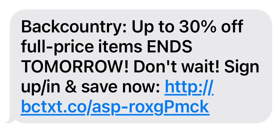 The text conveys a sense of urgency with limited time buzz words and strategic caps.