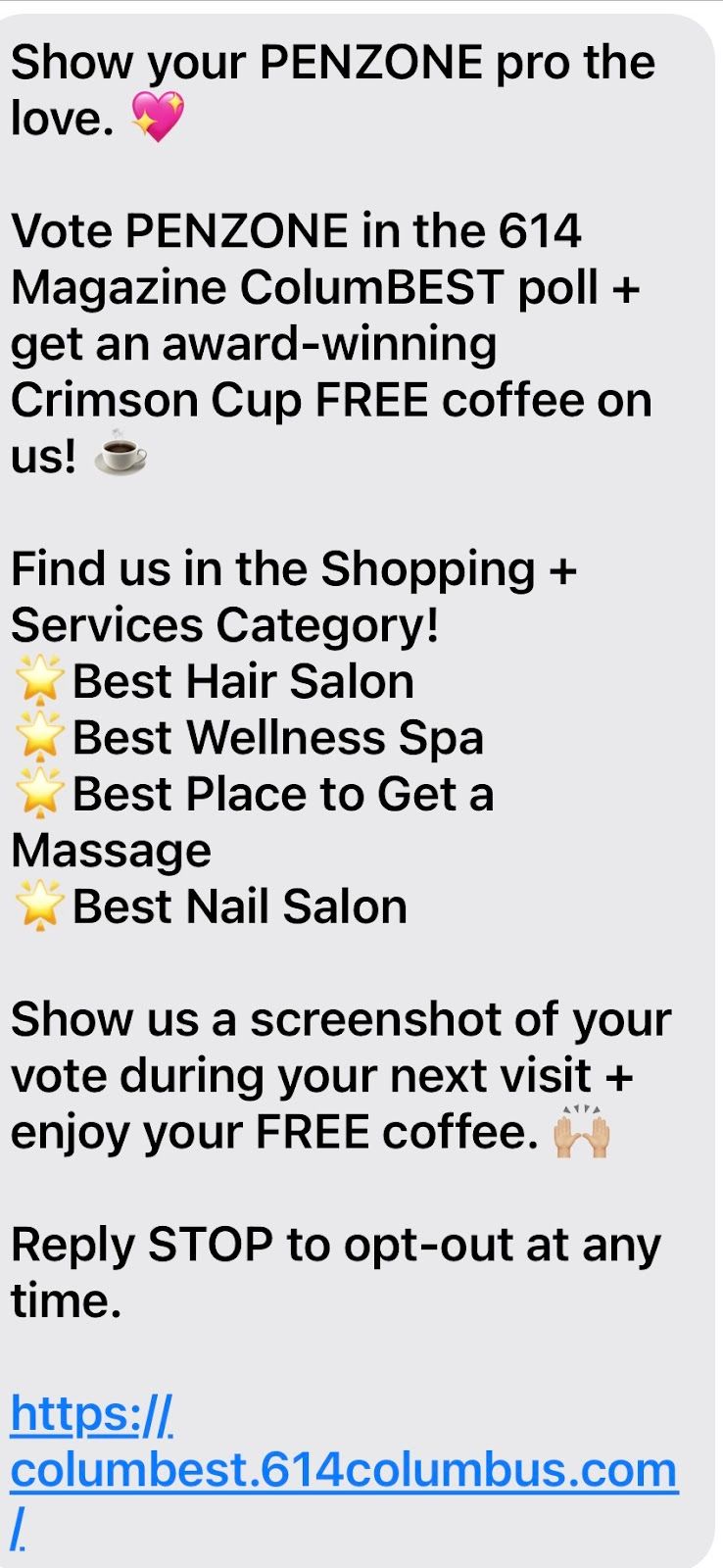 PENZONE energizes customers with a long-form message for a local voting contest.
