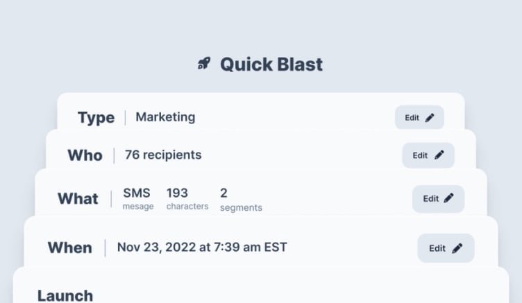 screenshot of the quickblast UI