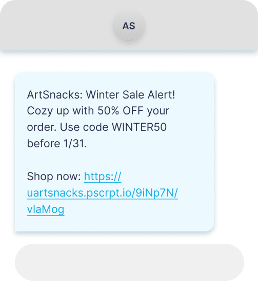 Example of an SMS message that could benefit from an image or stand on its own.