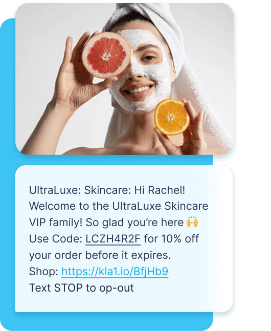 UltraLuxe MMS example of a welcome message.