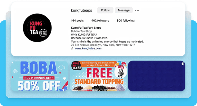 Kung Fu Tea centralized Instagram account.